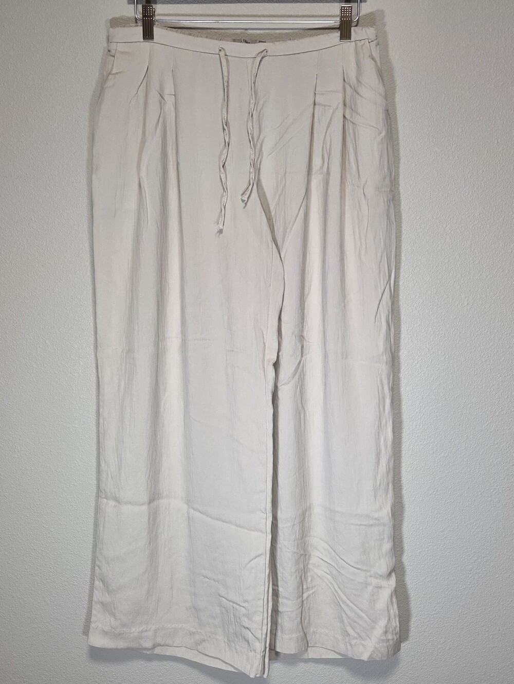 Autres Filles Cream Lyocell Pleated Front Wide Leg Flowy Lagenlook Crepe Pants
